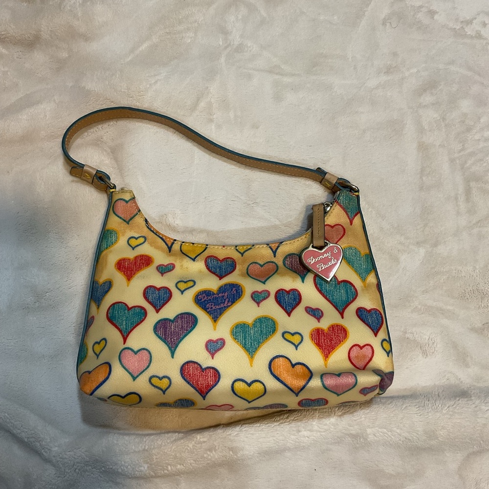 Real Vintage Dooney & Burke Tan and Multicolored hearts!